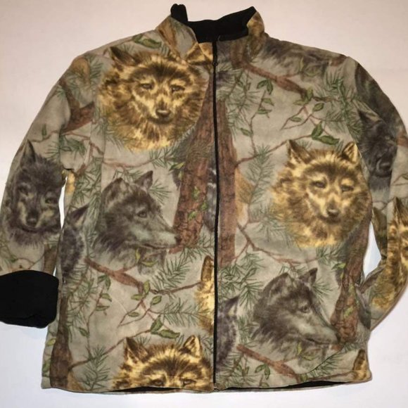 Zoofleece Wolf Wolves Dogs Fleece Jacket S-2X - Picture 1 of 4